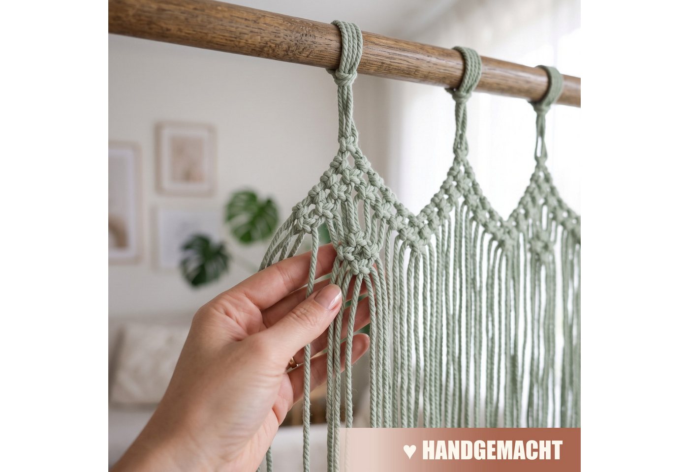 Cozyor Türvorhang Makramee Vorhang Boho 100x200 cm für Tür, Fenster, Balkon & Wohnwagen (1 St), Schlaufen, 100% Baumwolle, Makrameegardine Wandteppich Wandbehang Raumtrenner handgemacht Bild 4