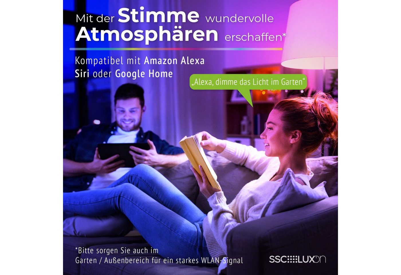 SSC-LUXon LED Außen-Wandleuchte Wandleuchte Up & Down Außen IP44 grau halbrund mit 2x Smart RGB Lampe, RGB & Weißtöne Bild 2