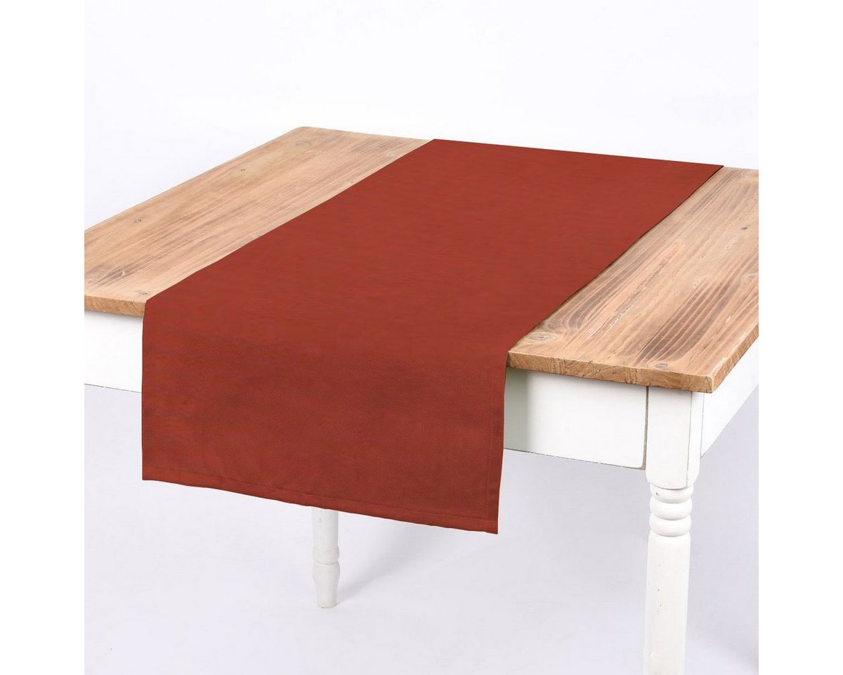 SCHÖNER LEBEN. Tischläufer aus Canvas uni terrakotta 40x160cm von, handmade