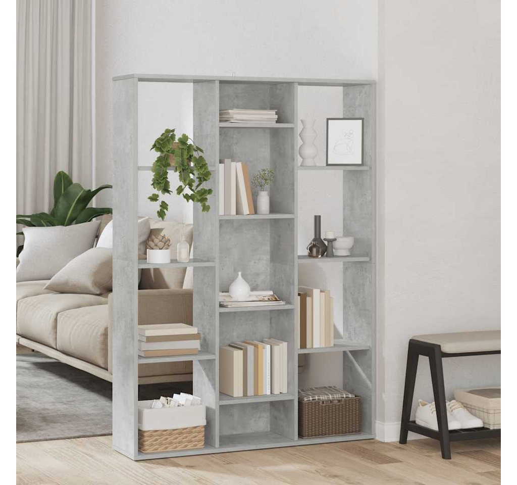 furnicato Raumteiler mit 13 Fächern 100 x 24 x 140 cm Betongrau, 1-tlg., Stabiles Bücherregal mit viel Stauraum für DVDs und Dekorationen
