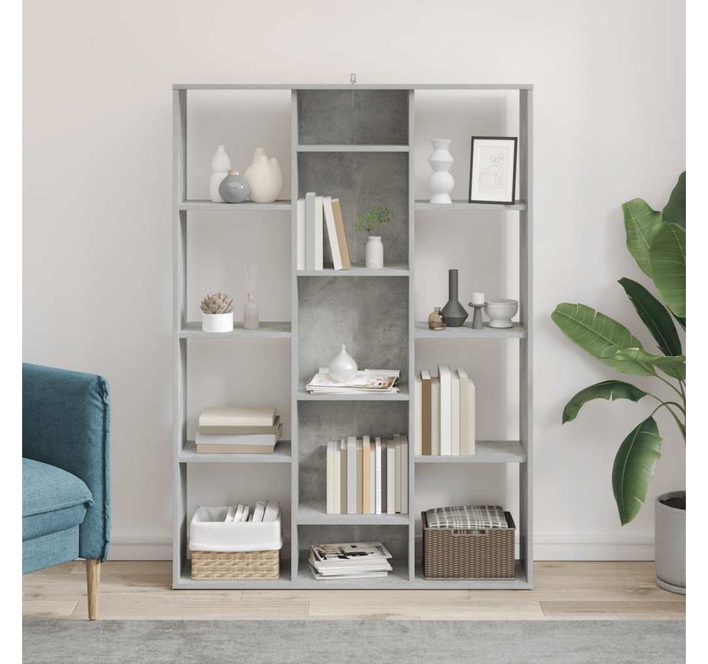 furnicato Raumteiler mit 13 Fächern 100 x 24 x 140 cm Betongrau, 1-tlg., Stabiles Bücherregal mit viel Stauraum für DVDs und Dekorationen Bild 4