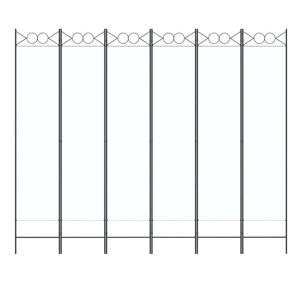 furnicato Raumteiler Paravent 240x200 cm Weiß aus Stoff mit 6 Paneelen, 1-tlg., Atmungsaktive Sichtschutzwand, lichtdurchlässig für das Schlafzimmer
