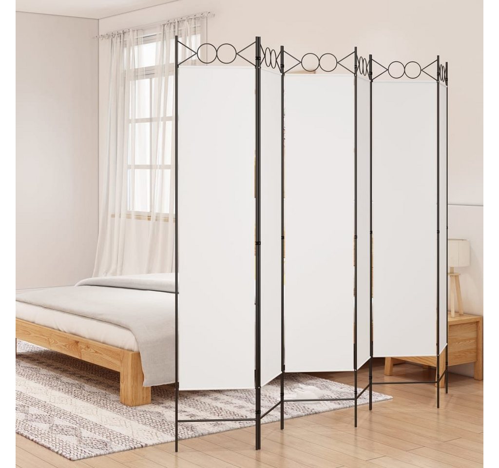 furnicato Raumteiler Paravent 240x200 cm Weiß aus Stoff mit 6 Paneelen, 1-tlg., Atmungsaktive Sichtschutzwand, lichtdurchlässig für das Schlafzimmer Bild 5
