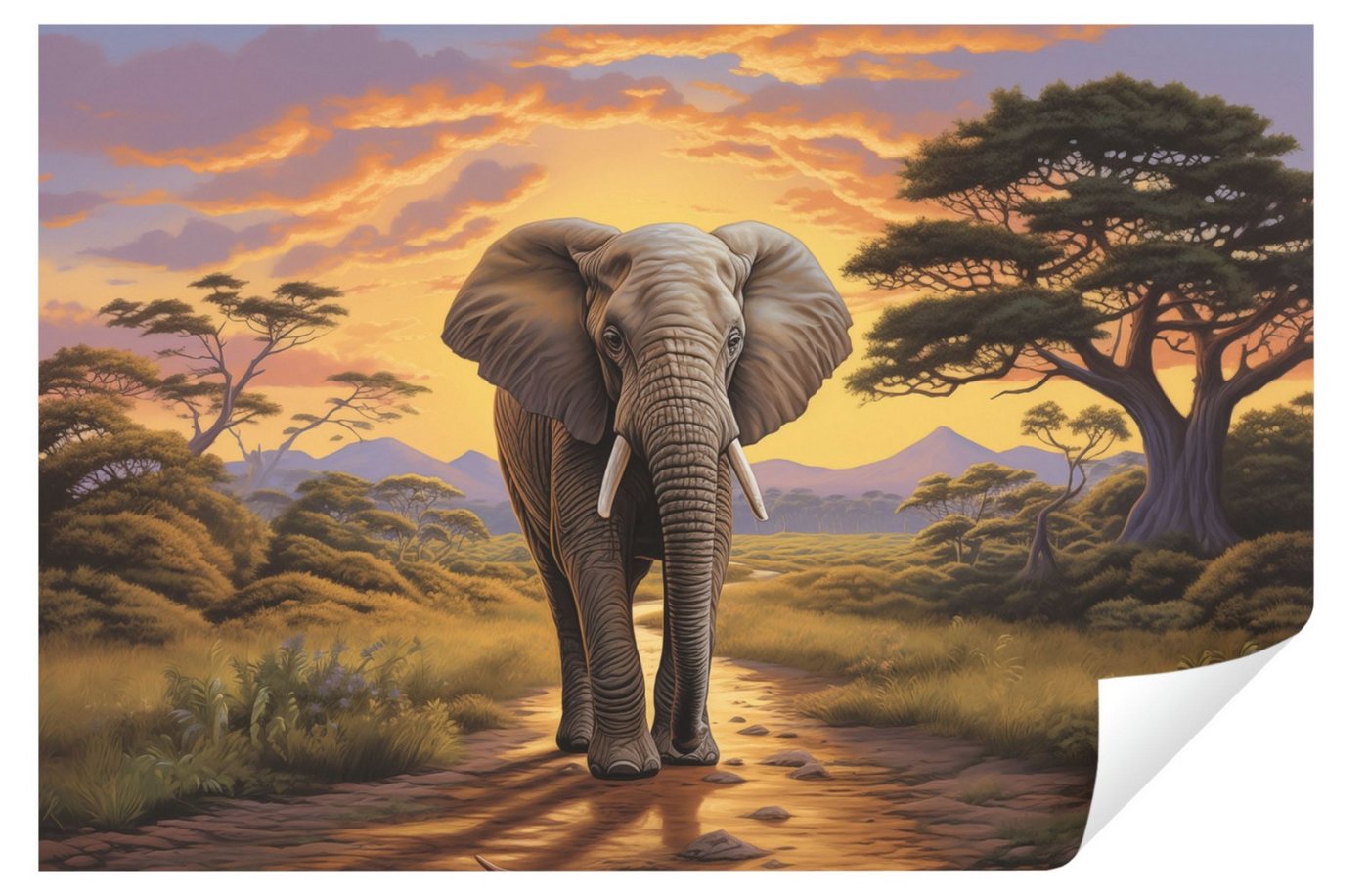 Wallarena Fototapete Sonnenuntergang - Mehrfarbig - Modern - Vlies - Wohnzimmer, glatt, 104x70cm