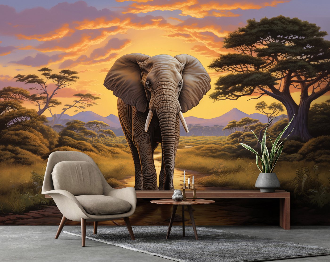 Wallarena Fototapete Sonnenuntergang - Mehrfarbig - Modern - Vlies - Wohnzimmer, glatt, 104x70cm Bild 2