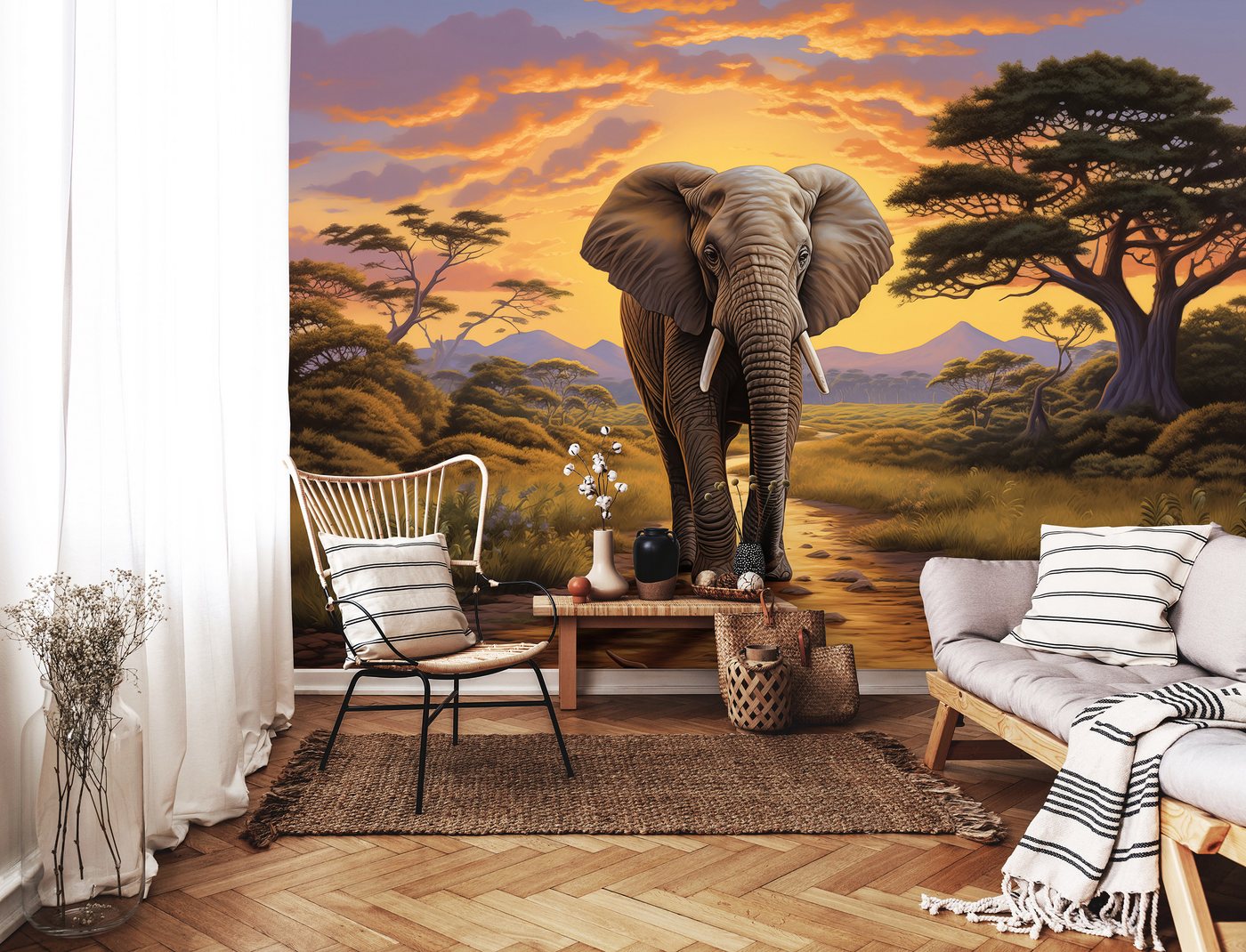 Wallarena Fototapete Sonnenuntergang - Mehrfarbig - Modern - Vlies - Wohnzimmer, glatt, 104x70cm Bild 3