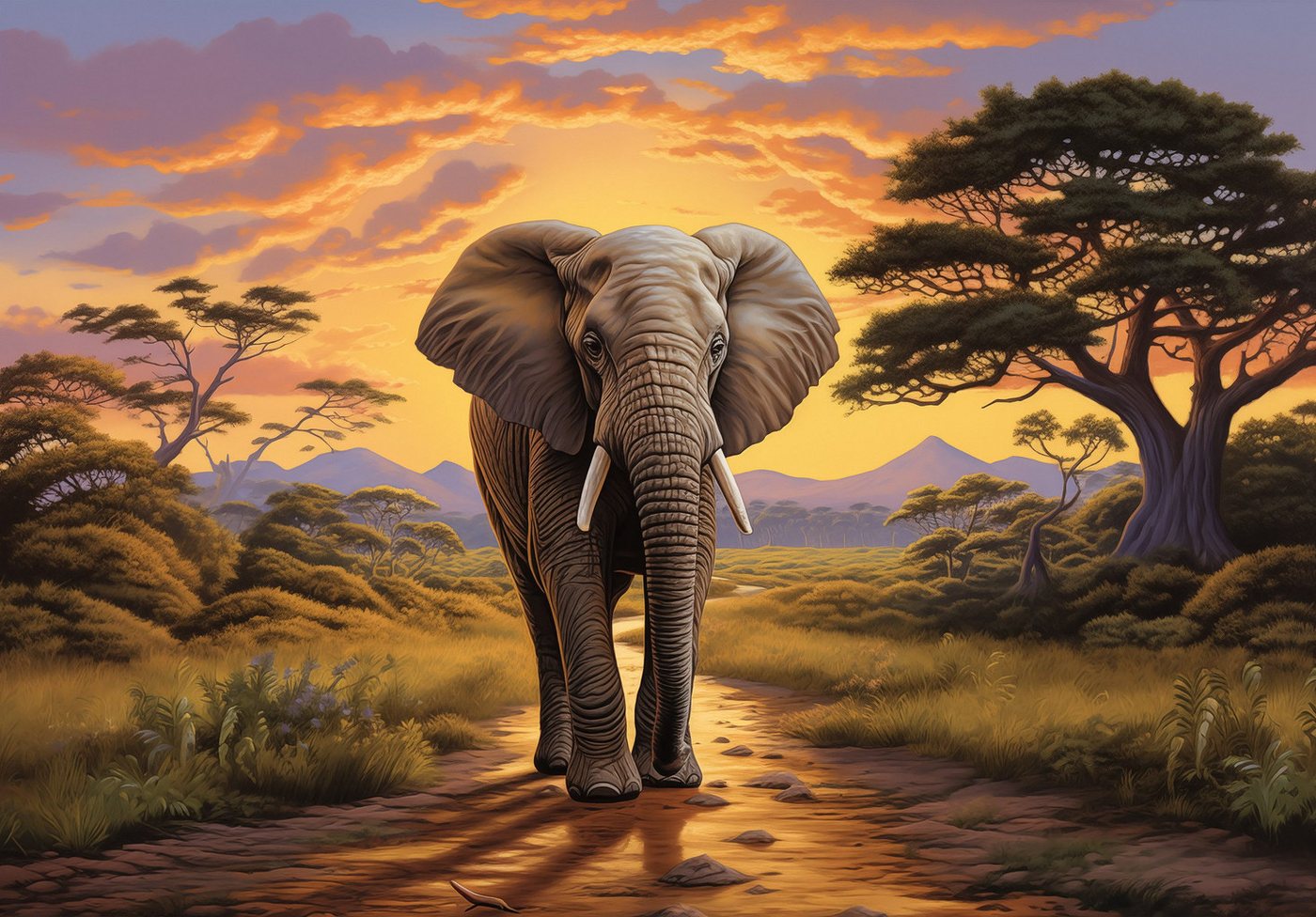 Wallarena Fototapete Sonnenuntergang - Mehrfarbig - Modern - Vlies - Wohnzimmer, glatt, 104x70cm Bild 4