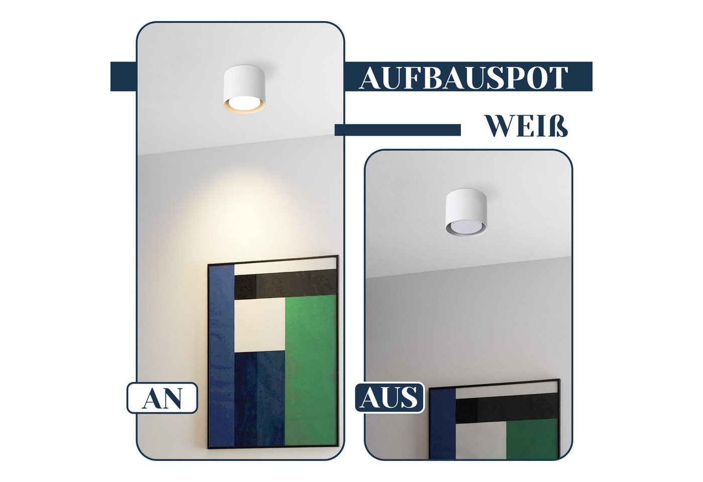 Nettlife LED Deckenspot Aufbaustrahler Rund Schwarz 5W kleine schwenkbar Aluminium GX53, 30° drehbar, LED fest integriert, Warmweiß, GX53 Leuchtmittel für Küche Wohnzimmer Esszimmer Büro Flur