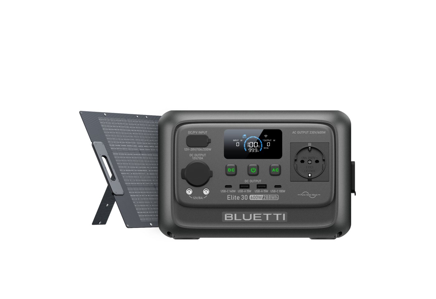 BLUETTI Stromerzeuger Elite 30 V2 Solargenerator 600W / 288Wh Tragbarer Powerstation, 0,6 in kW, (288 Wh LFP Batterie 6 AC Ausgang (Power Lifting 1500W), 0-100% in 70 Minuten, Solargenerator für Camping, Vans, Stromausfälle Bild 3