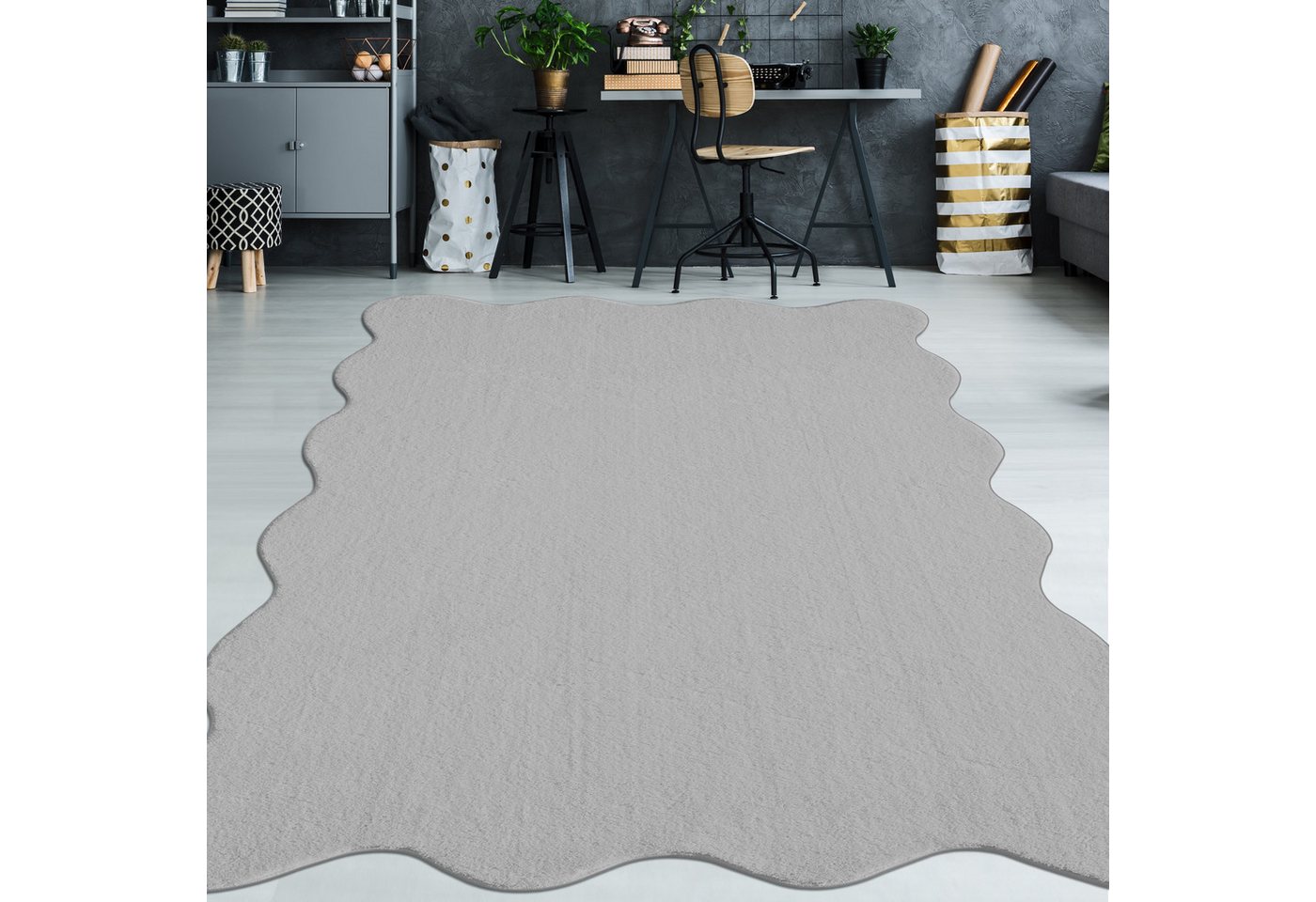 TeppichHome24 Teppich Grau Teppich pflegeleicht moderne Wellenform, rechteckig, Höhe: 19 mm Bild 2