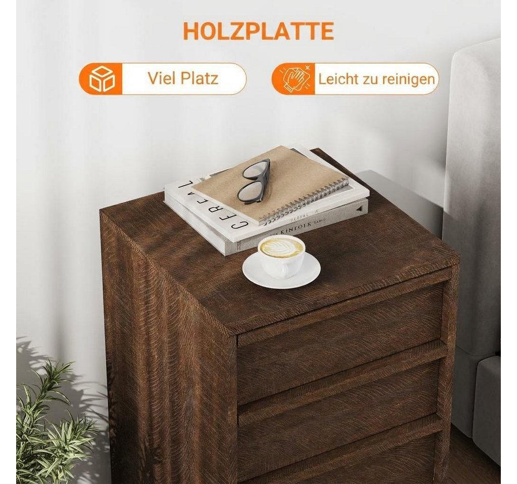GarveeMore Aktenschrank Rollbarer Computerschrank mit 3 Schubladen Container Stauraumschrank (1-St) 67cm hoch Beistellschrank Druckerstand auf Rollen Mehrzweckschrank Bild 2