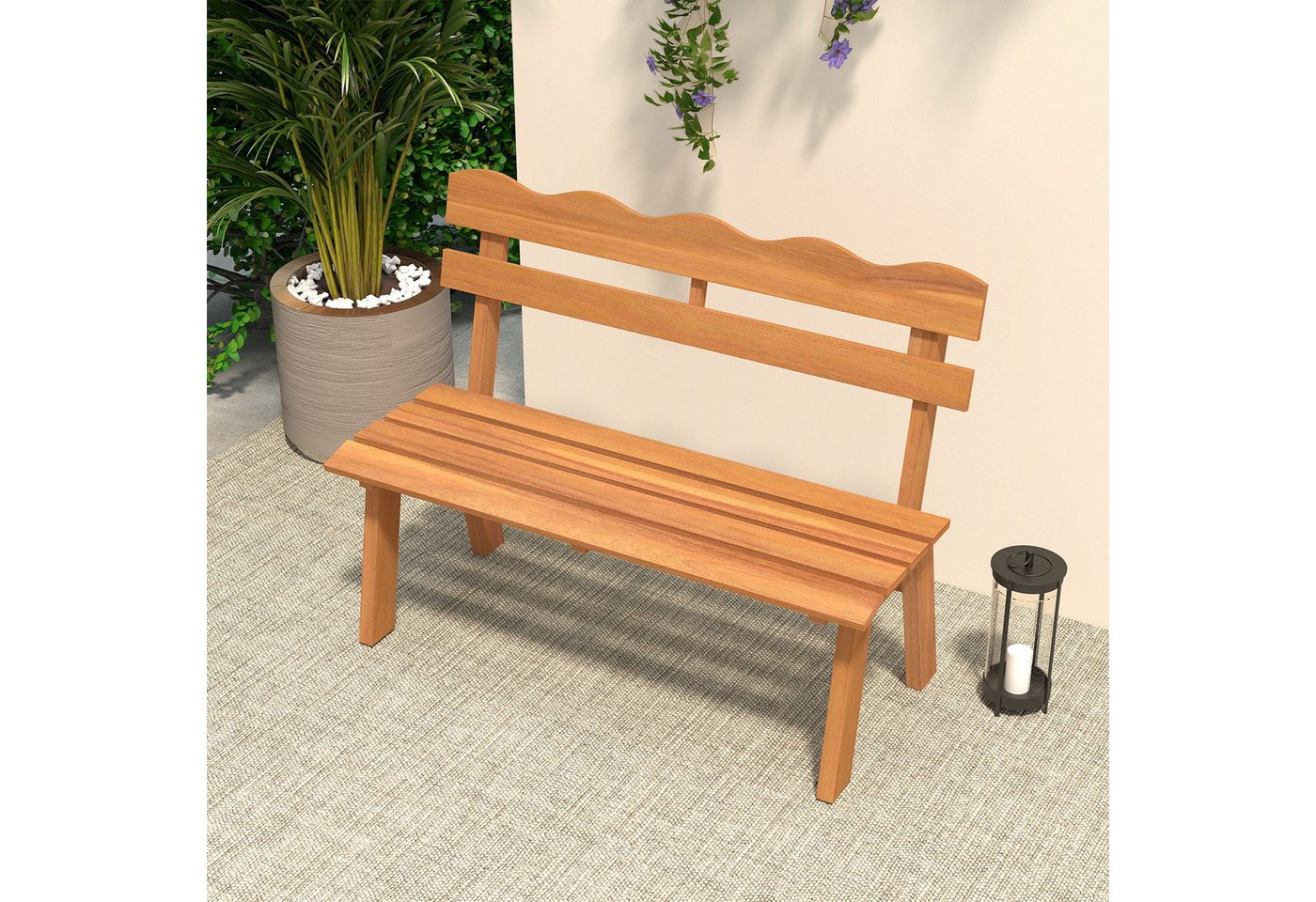 COSTWAY Gartenbank, Akazienholz wetterfest Sitzbank 2-Sitzer 360 kg 47,5x105x80cm Bild 2