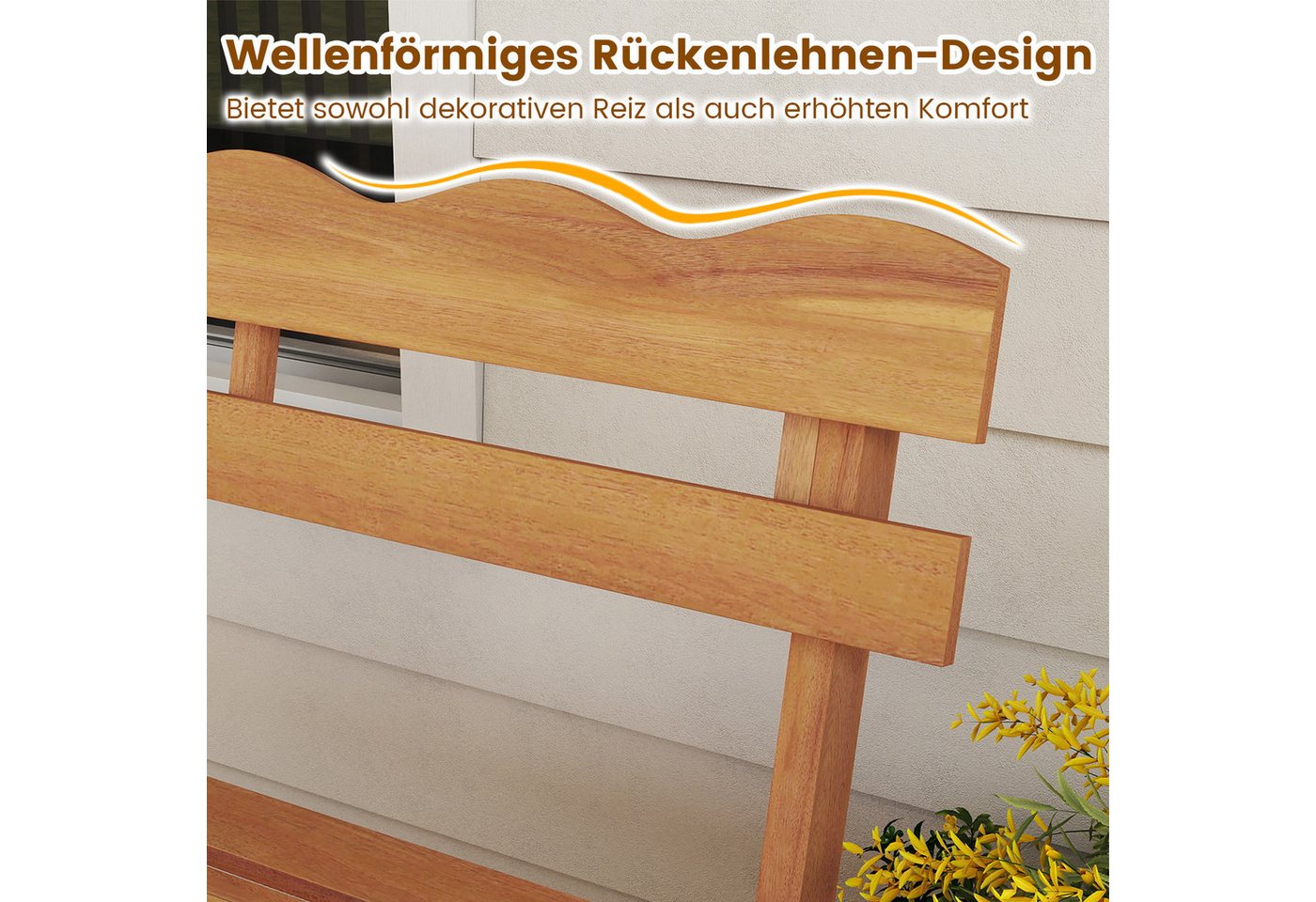 COSTWAY Gartenbank, Akazienholz wetterfest Sitzbank 2-Sitzer 360 kg 47,5x105x80cm Bild 3