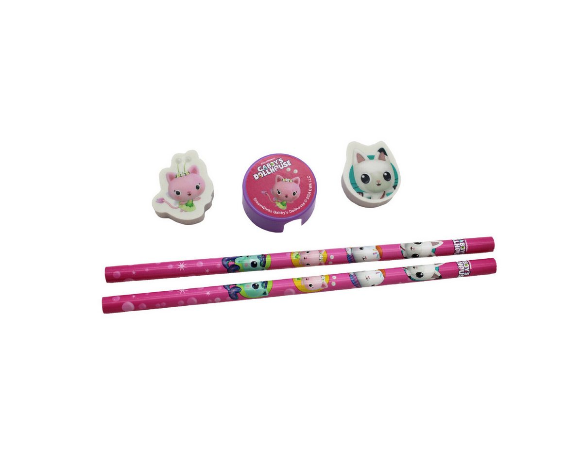 Dreamworks Gabby’s Dollhouse Bleistift Schreibwaren Set 5 teilig 2 Bleistifte 2 Radiergummis Anpitzer, (5-tlg) Bild 4