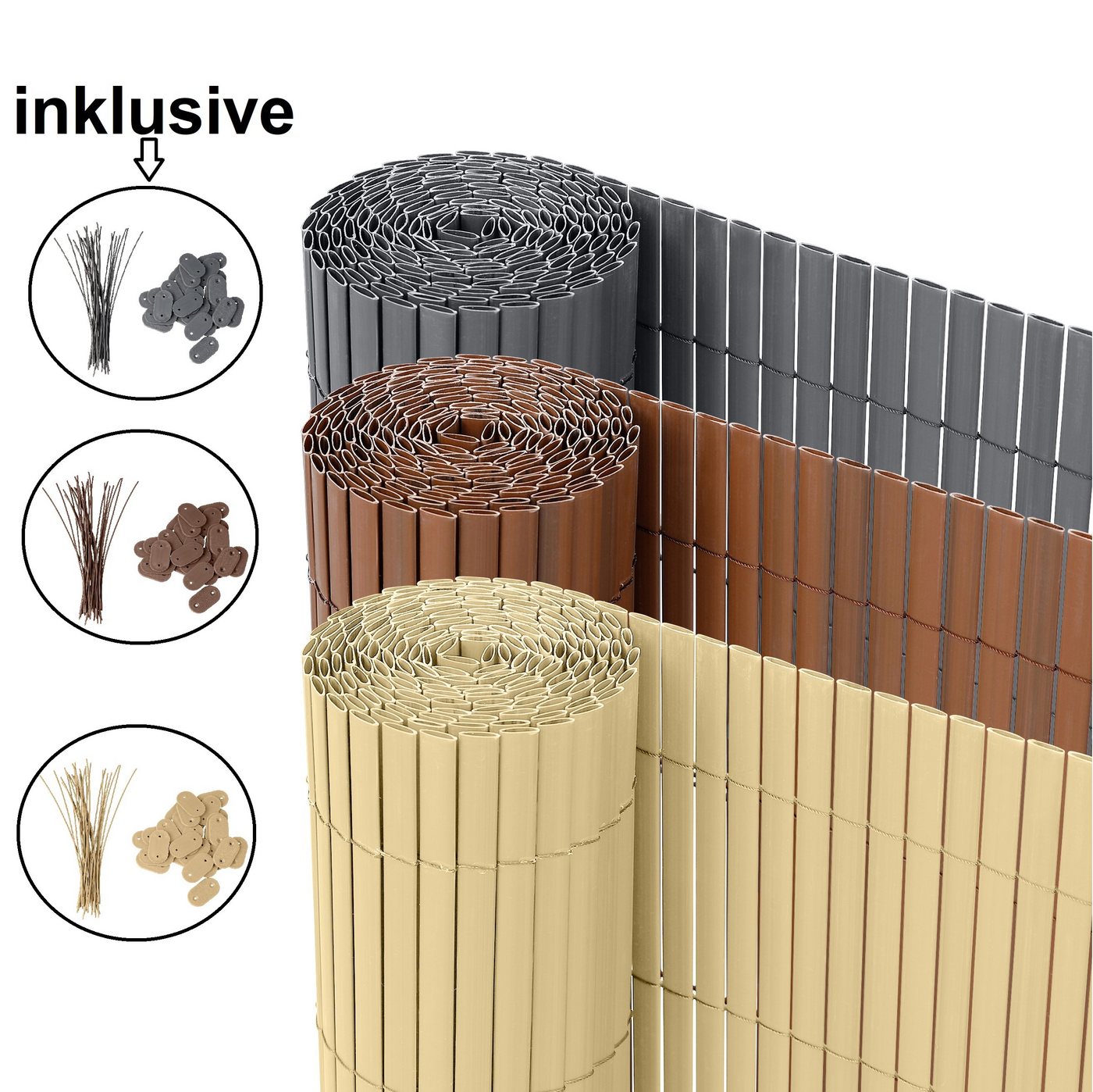 Ribelli Balkonsichtschutz PVC Sichtschutz mit Steg 0,9x3 m braun Bild 4
