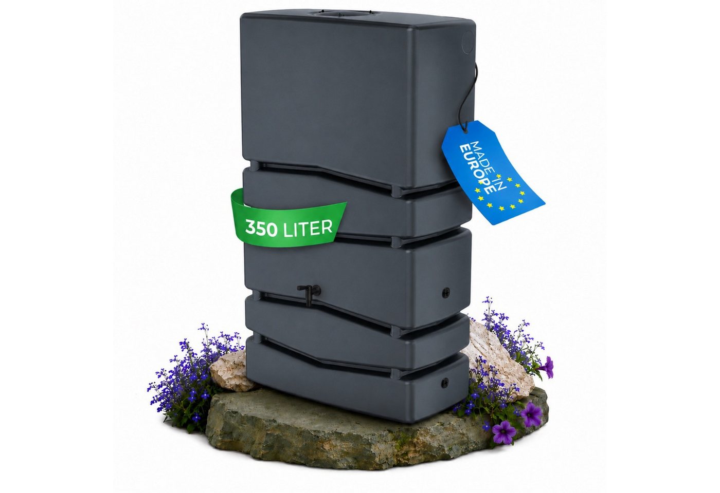 YourCasa Regentonne Eckig 350 Liter [Aqua Silo] XXL Regenfass mit Öffnung und Deckel Bild 4