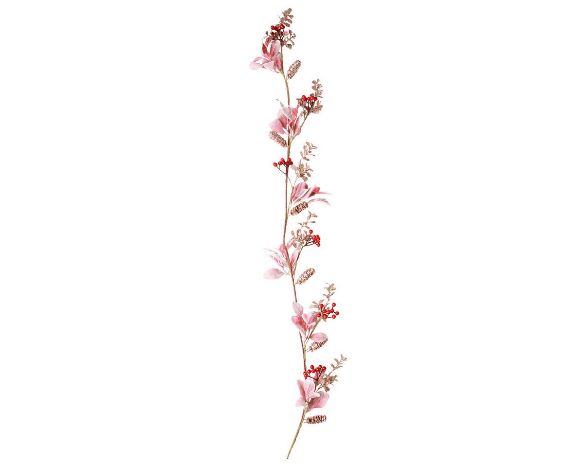 Winterliche Kunstpflanze Weihnachtsgirlande Beeren Zapfen Rot Rosa 130cm Dekoration, Kaemingk, Höhe 2 cm
