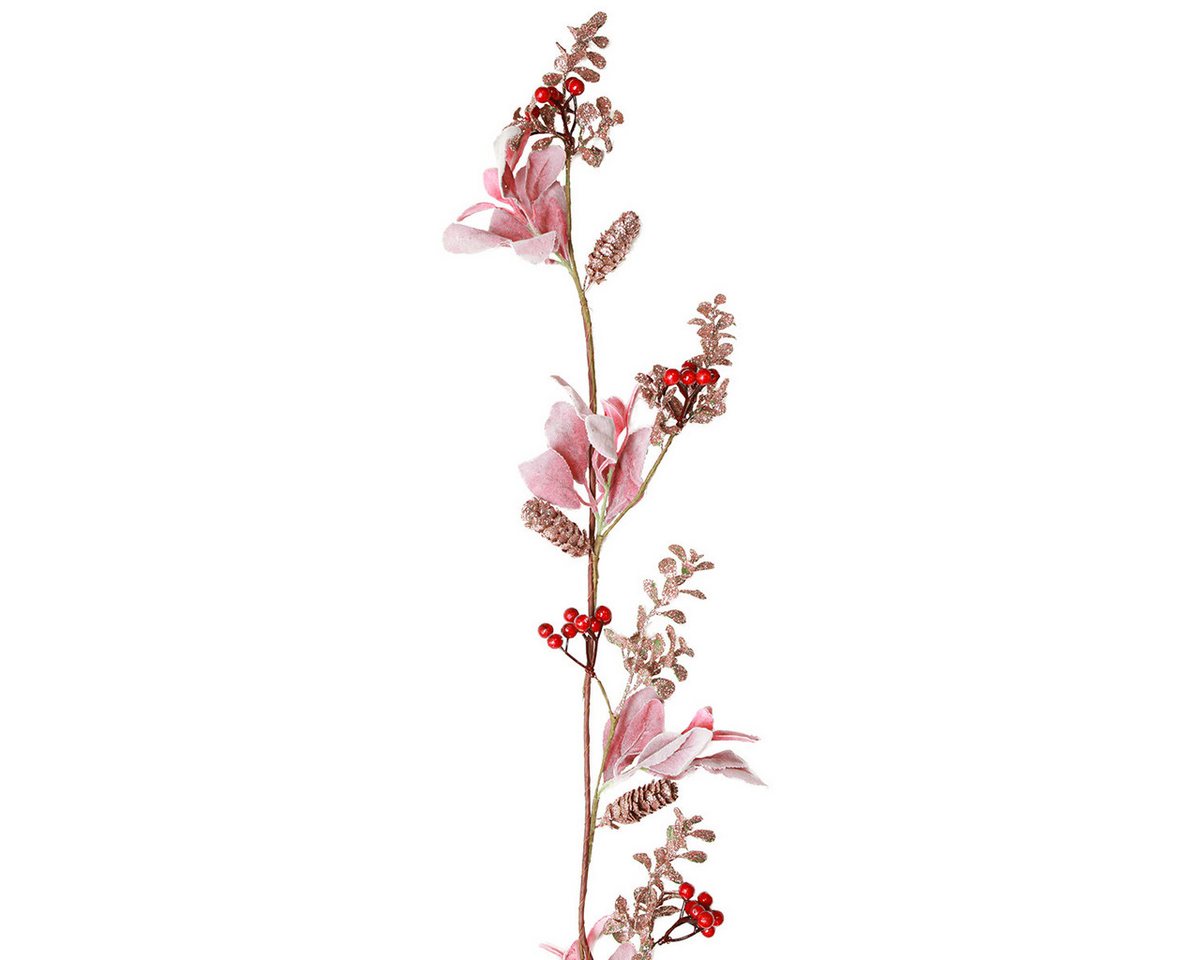 Winterliche Kunstpflanze Weihnachtsgirlande Beeren Zapfen Rot Rosa 130cm Dekoration, Kaemingk, Höhe 2 cm Bild 3
