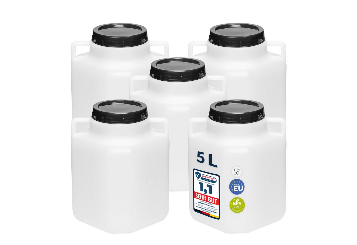 Garronda Regentonne Set BPA-freies quadratisches Fass Behälter mit Deckel GD-0134, 5 l, (5-tlg), BPA-Frei Bild 3
