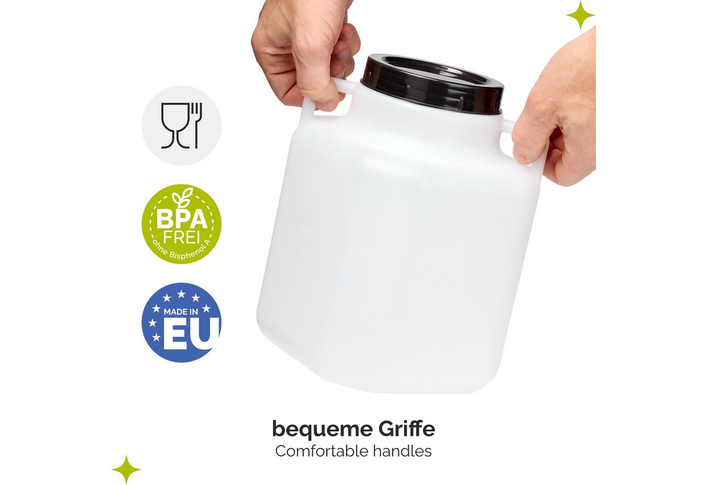 Garronda Regentonne Set BPA-freies quadratisches Fass Behälter mit Deckel GD-0134, 5 l, (5-tlg), BPA-Frei Bild 4