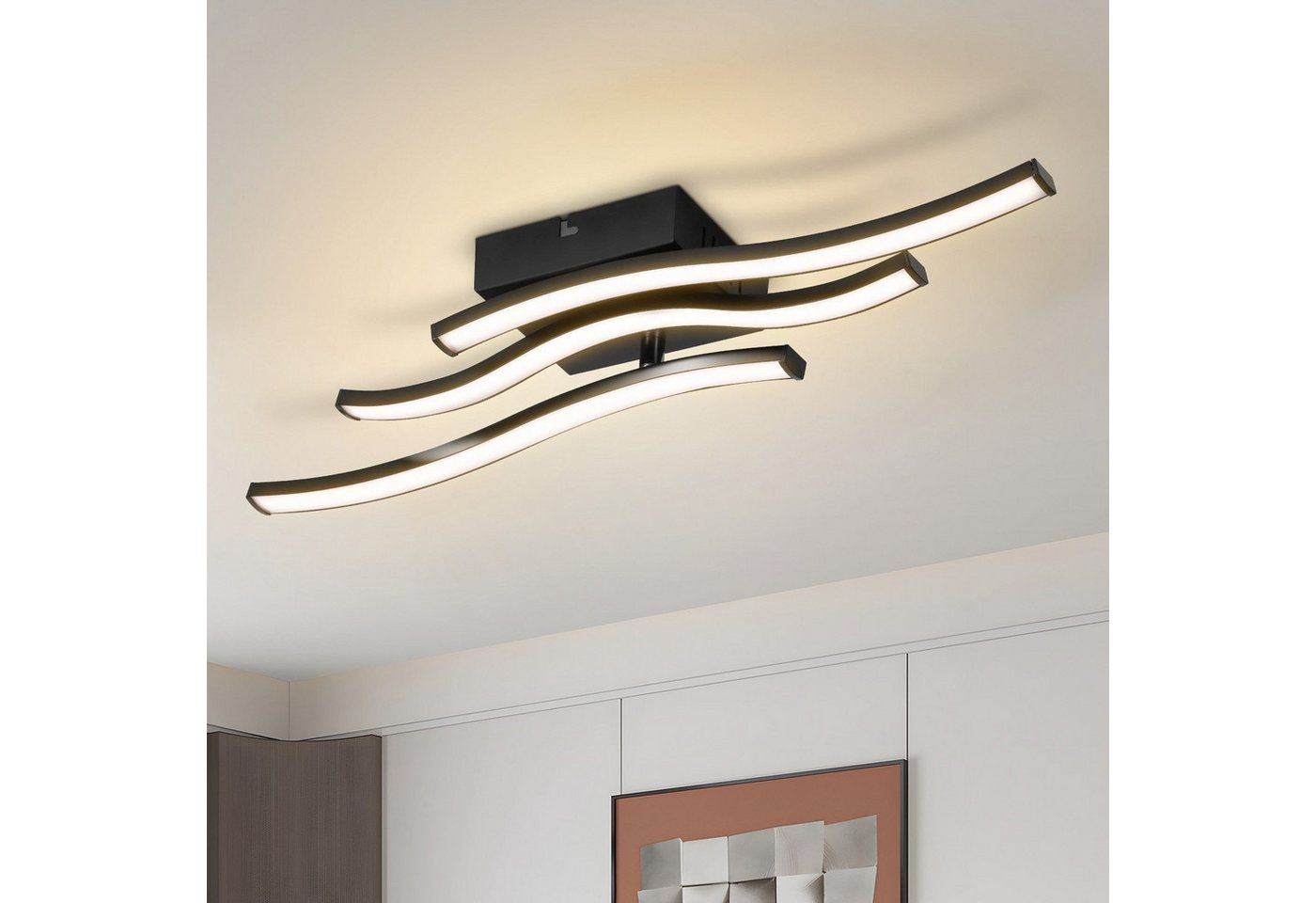Nettlife LED Deckenleuchte Schwarz 6W Moderne Flurlampe Warmweiß energiesparende Deckenlampe, LED fest integriert, Warmweiß, Schlafzimmerlampe Warmweiß LED Deckenbeleuchtung für Küche Flur Bild 2