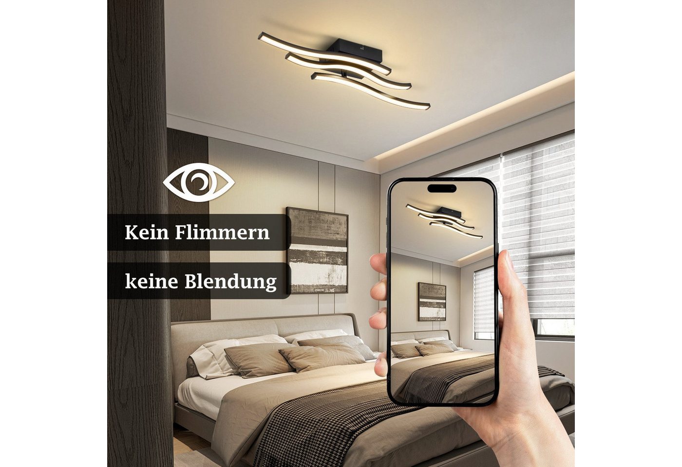 Nettlife LED Deckenleuchte Schwarz 6W Moderne Flurlampe Warmweiß energiesparende Deckenlampe, LED fest integriert, Warmweiß, Schlafzimmerlampe Warmweiß LED Deckenbeleuchtung für Küche Flur Bild 4