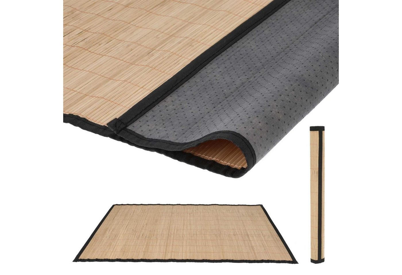 HAC24 Fußmatte 2x Bambusmatte Bad Küche Flur Läufer Vorleger Küchenteppich, Rechteckig, Höhe: 5 mm, Bambus 60 x 90 cm Rutschfest Bild 2