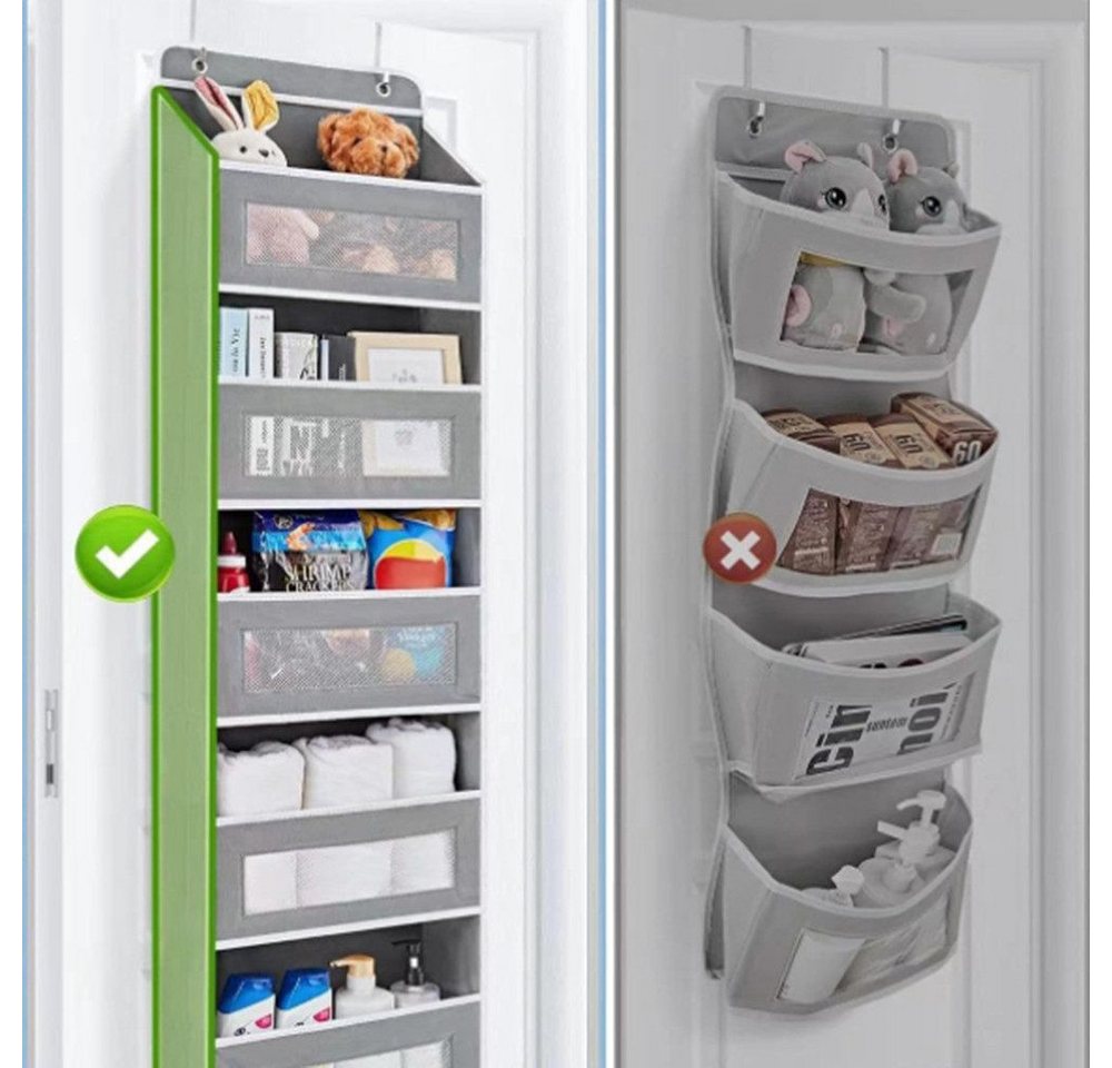 POPOLIC Hängeregal Hängeaufbewahrung Organizer mit 5 Netztaschen,Taschen Organizer, Türhängetasche, Fünflagige Aufbewahrungstasche, Große Kapazität Bild 5