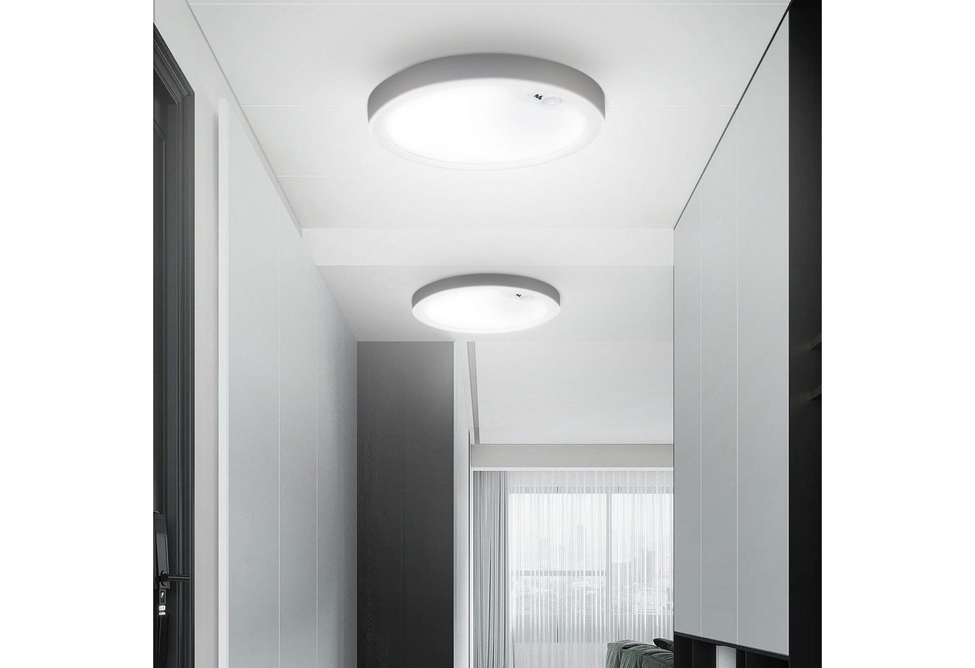 WILGOON Deckenleuchte LED Deckenleuchte mit Bewegungsmelder Magnetische runde Deckenlampe, 3 Modi + 3 Farbtemperaturen, LED fest integriert, Kaltweiß, Warmweiß, Neutralweiß, Rund LED Deckenleuchte Dimmbar Akku für Balkon Flur Garage Treppe Gang Bild 5