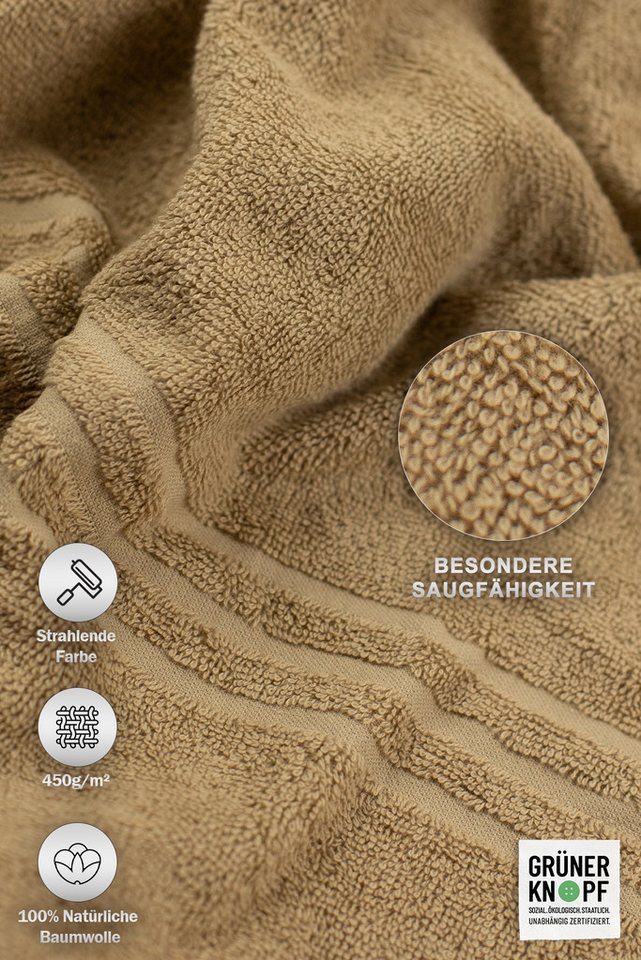 aurora Objektwäsche Badetücher Gästetuch Rio 30x50cm - 450 g/m² beige, 100%BW Bild 2