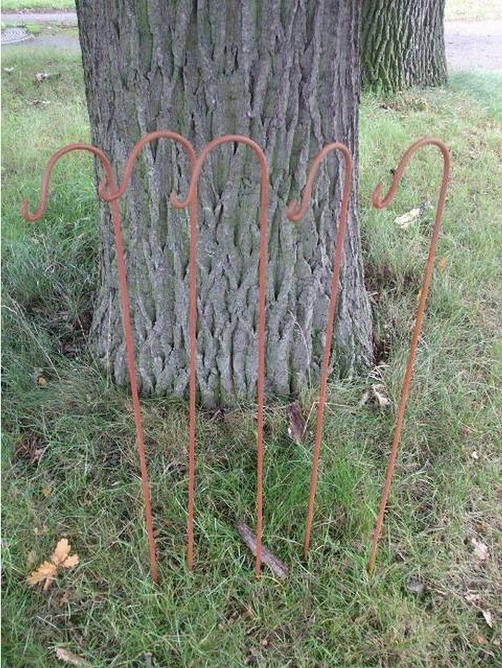 Deko-Impression Gartenstecker 5 Stück (5er-Set) Gartenstab m. Haken, Laternenhaken, Eisen, Rost (5-St)