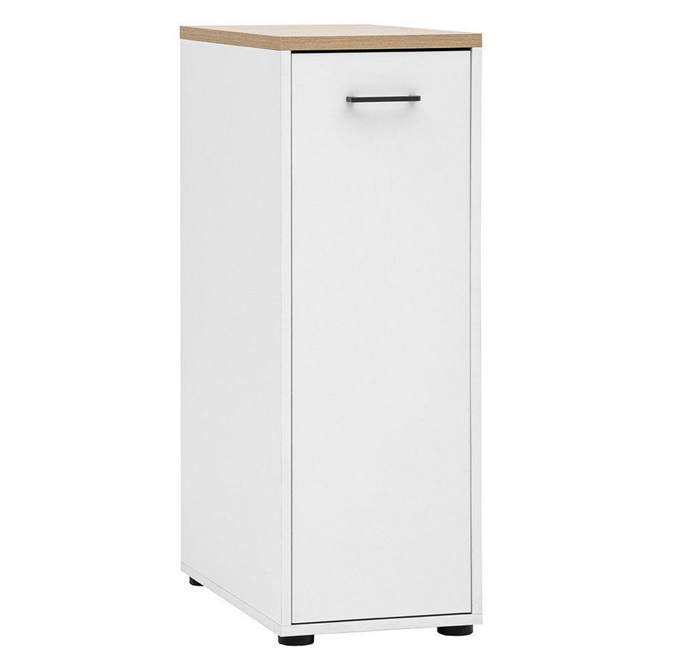 Lomadox Apothekerschrank STOBY-80 weiß matt mit Eicheplatte, 33 cm breit, 2 Fächer Bild 3