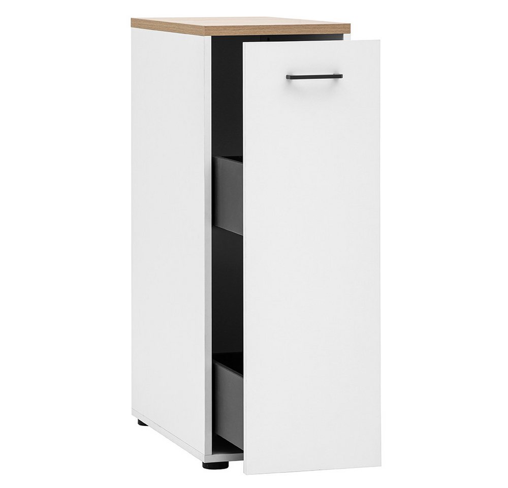 Lomadox Apothekerschrank STOBY-80 weiß matt mit Eicheplatte, 33 cm breit, 2 Fächer Bild 4