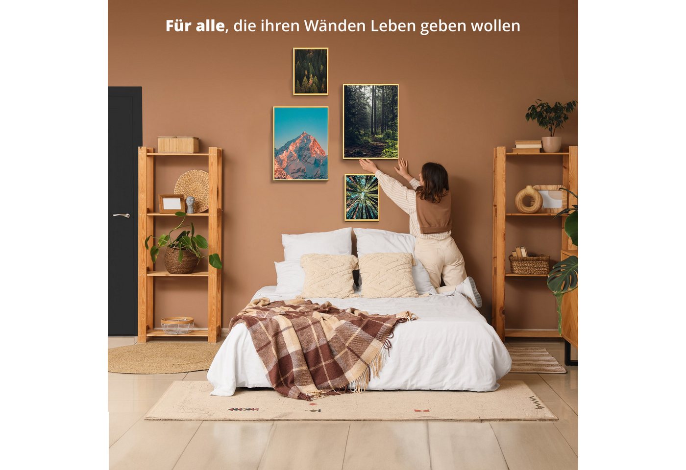 KHG Bilderrahmen 30x40 cm Gold, für 1 Bilder (stabile Glasfront & Kunststoff-Rahmen, 1 St), für Fotos, Poster, Zertifikate & Collagen, Steckanbringung für Hoch- und Querformat