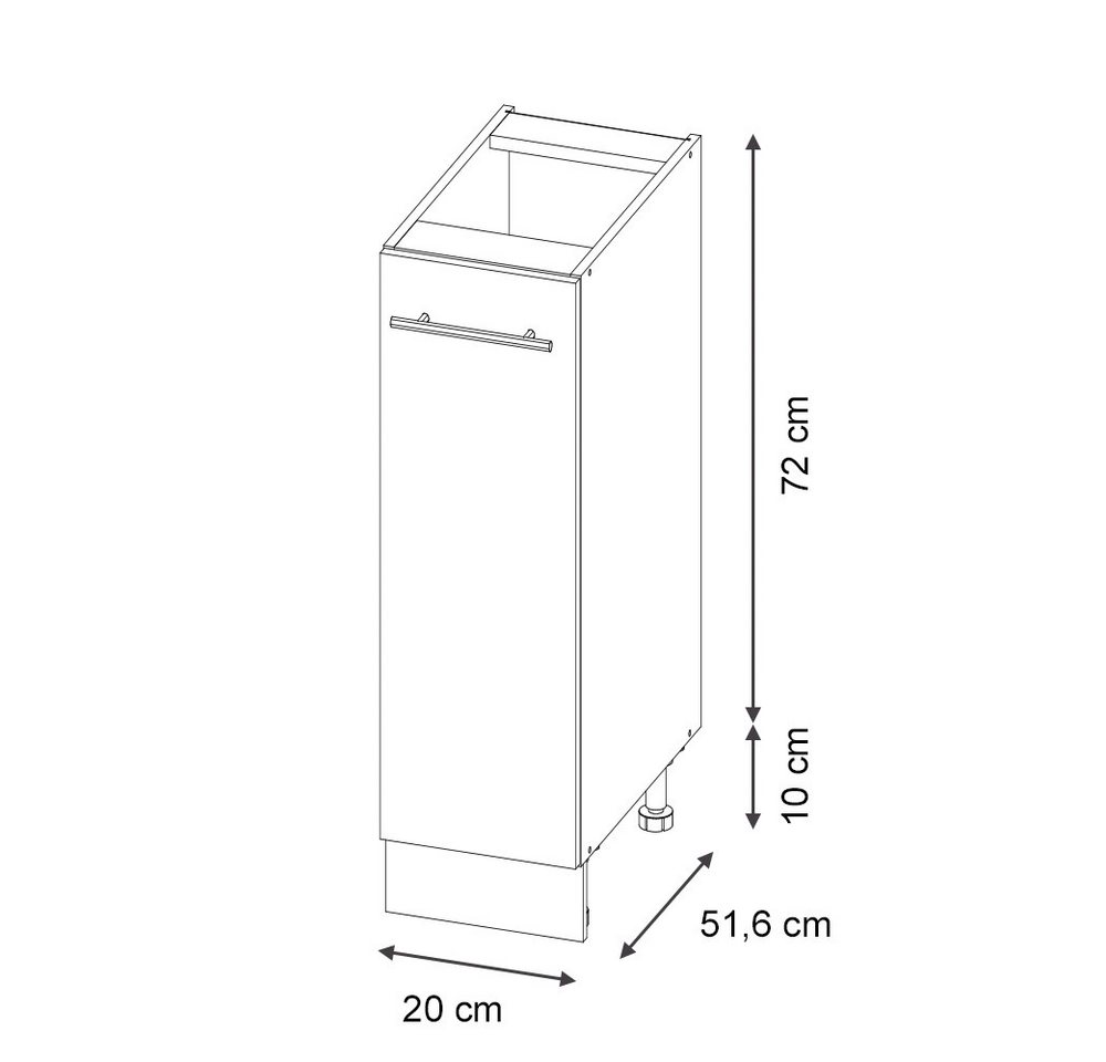 Vicco Apothekerschrank Fame-Line, Weiß Hochglanz/Weiß, 20 cm, AP Marmor (1-St)