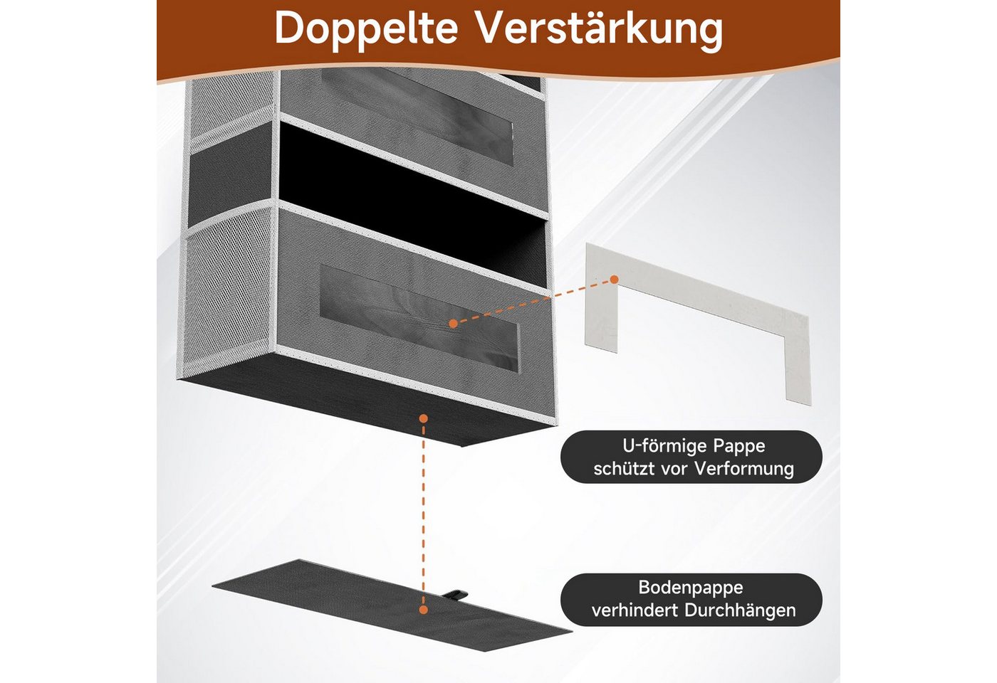 OSTWOLKE Hängeregal Organizer Türorganizer Hängeorganizer mit 5 Fächern Türregal, Hängetasche mit 10 Mesh-Seitentaschen & klaren Fenstern, 3 Metallhaken Bild 4