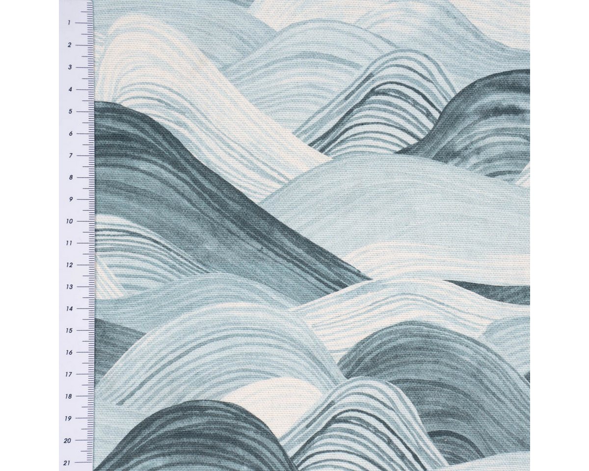 SCHÖNER LEBEN. Tischläufer Wellen blau 40x160cm, handmade
