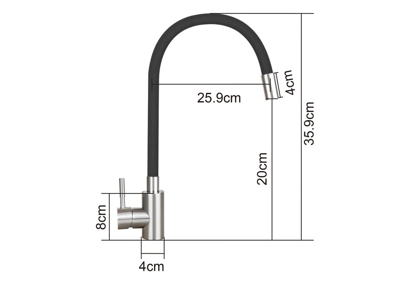 Nettlife Küchenarmatur Küche wasserhahn 360° Schwenkbar Spültischarmatur Hochdruck (Mischbatterie) Silikon, Edelstahl Bild 4