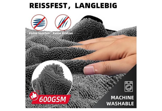 LuxusKollektion Mikrofasertücher Trockentuch 3er Set Autotuch 40x60cm Grau Mikrofasertuch