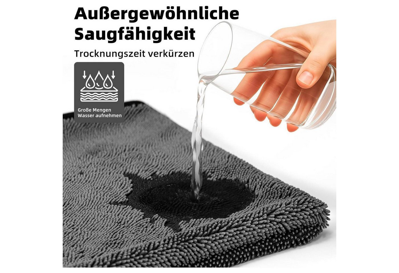 LuxusKollektion Mikrofasertücher Trockentuch 3er Set Autotuch 40x60cm Grau Mikrofasertuch Bild 2