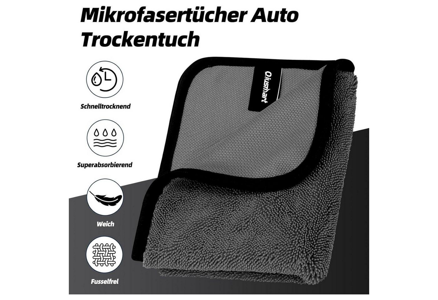 LuxusKollektion Mikrofasertücher Trockentuch 3er Set Autotuch 40x60cm Grau Mikrofasertuch Bild 4
