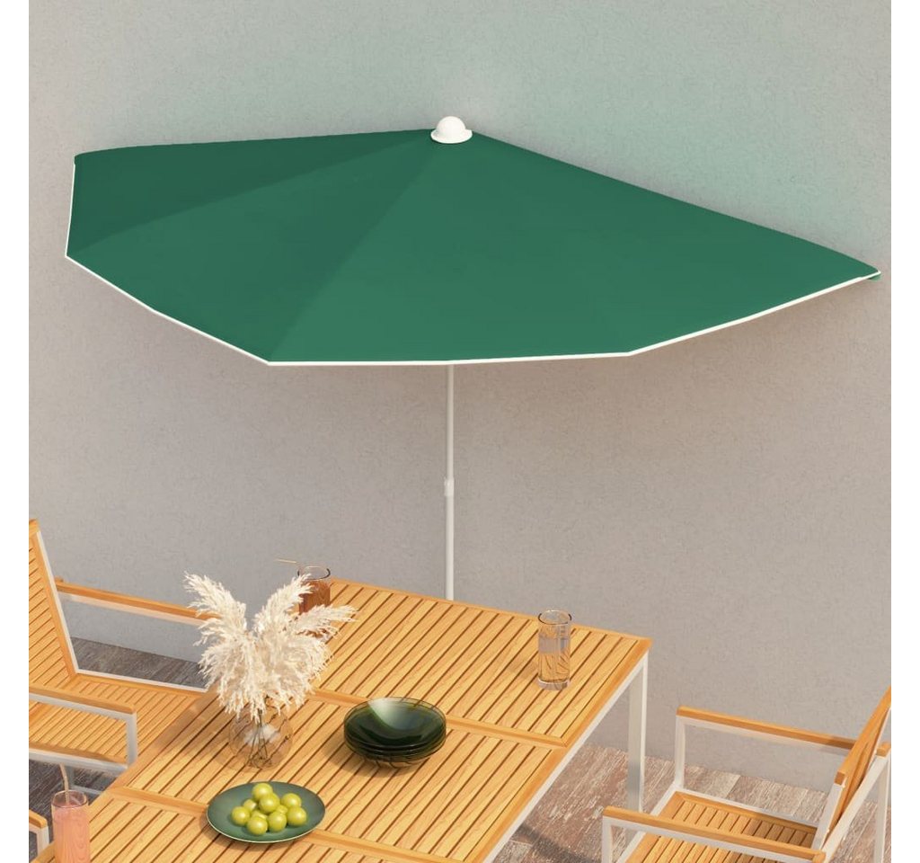 furnicato Sonnenschirm Halb-mit Mast 180x90 cm Grün, LxB: 90x180 cm Bild 3