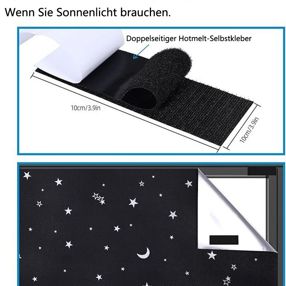 Verdunklungsrollo Fenster Verdunklungsstoff, Dachfenster Verdunkelung Sonnenschutz, Coonoor, Tragbare Reise Verdunkelungsrollo ohne Bohren, Verdunkelnd