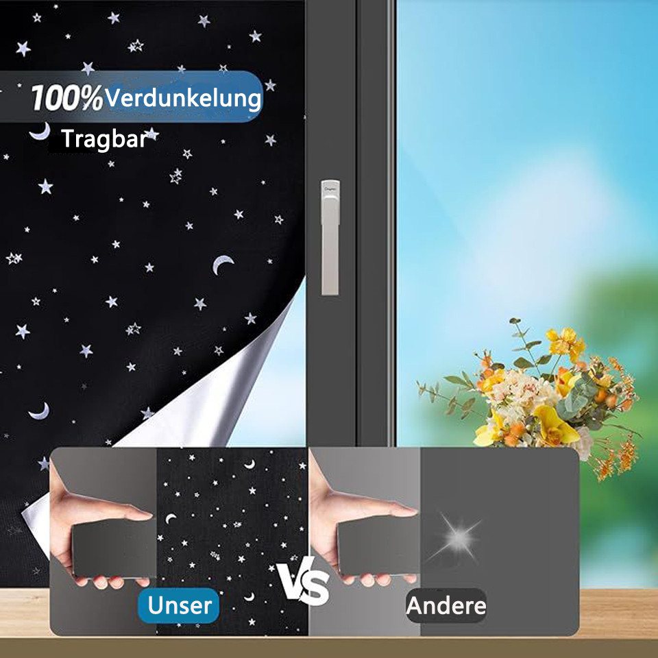 Verdunklungsrollo Fenster Verdunklungsstoff, Dachfenster Verdunkelung Sonnenschutz, Coonoor, Tragbare Reise Verdunkelungsrollo ohne Bohren, Verdunkelnd Bild 3