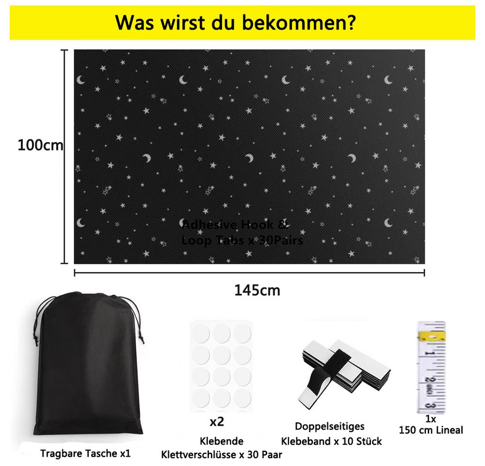 Verdunklungsrollo Fenster Verdunklungsstoff, Dachfenster Verdunkelung Sonnenschutz, Coonoor, Tragbare Reise Verdunkelungsrollo ohne Bohren, Verdunkelnd Bild 5