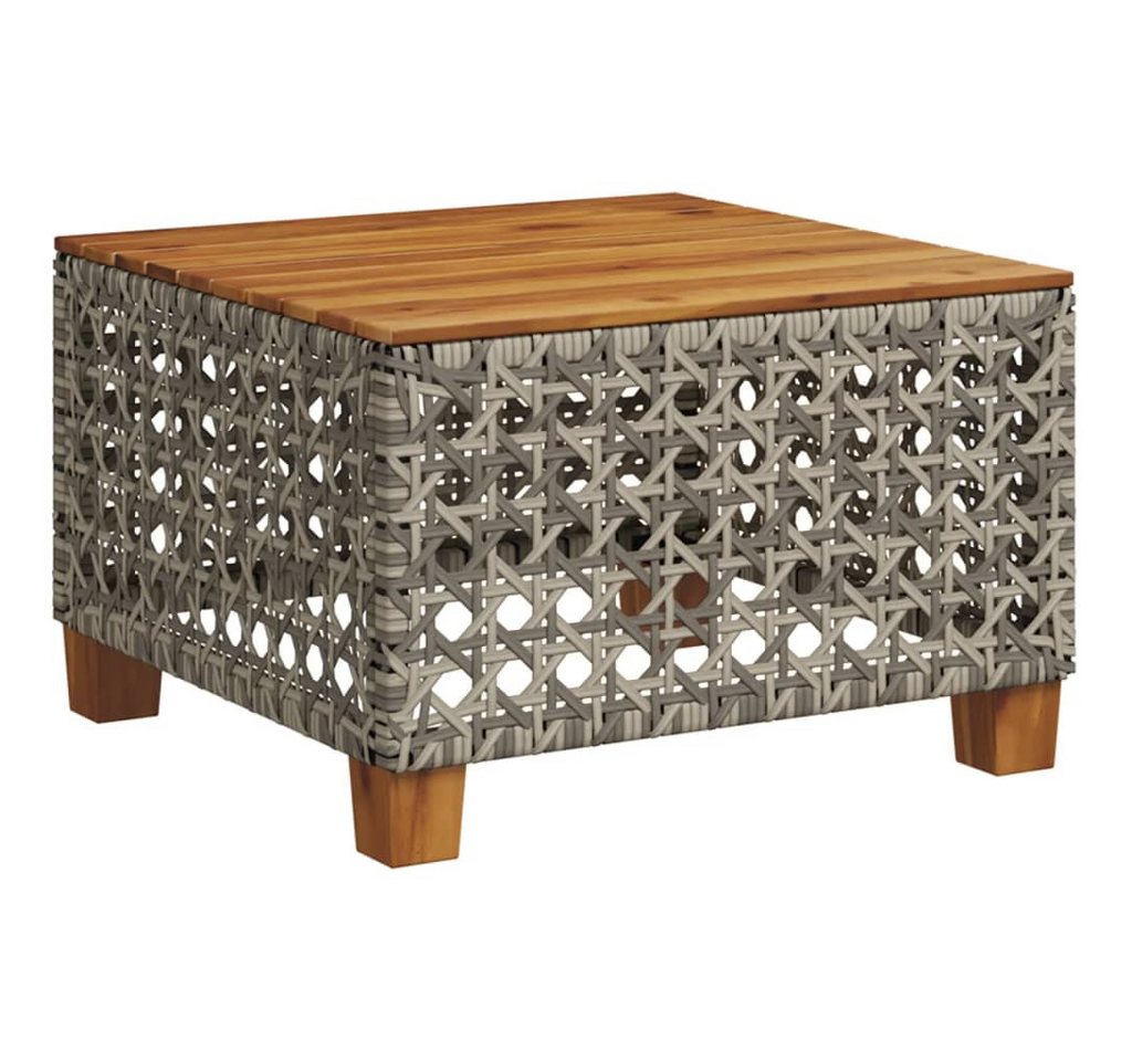 furnicato Gartentisch 55x55x36 cm Grau Braun mit PE-Rattan und Echtholz (1-St), UV-beständiger Outdoor-Tisch mit stabilem, pulverbeschichtetem Stahl Bild 3
