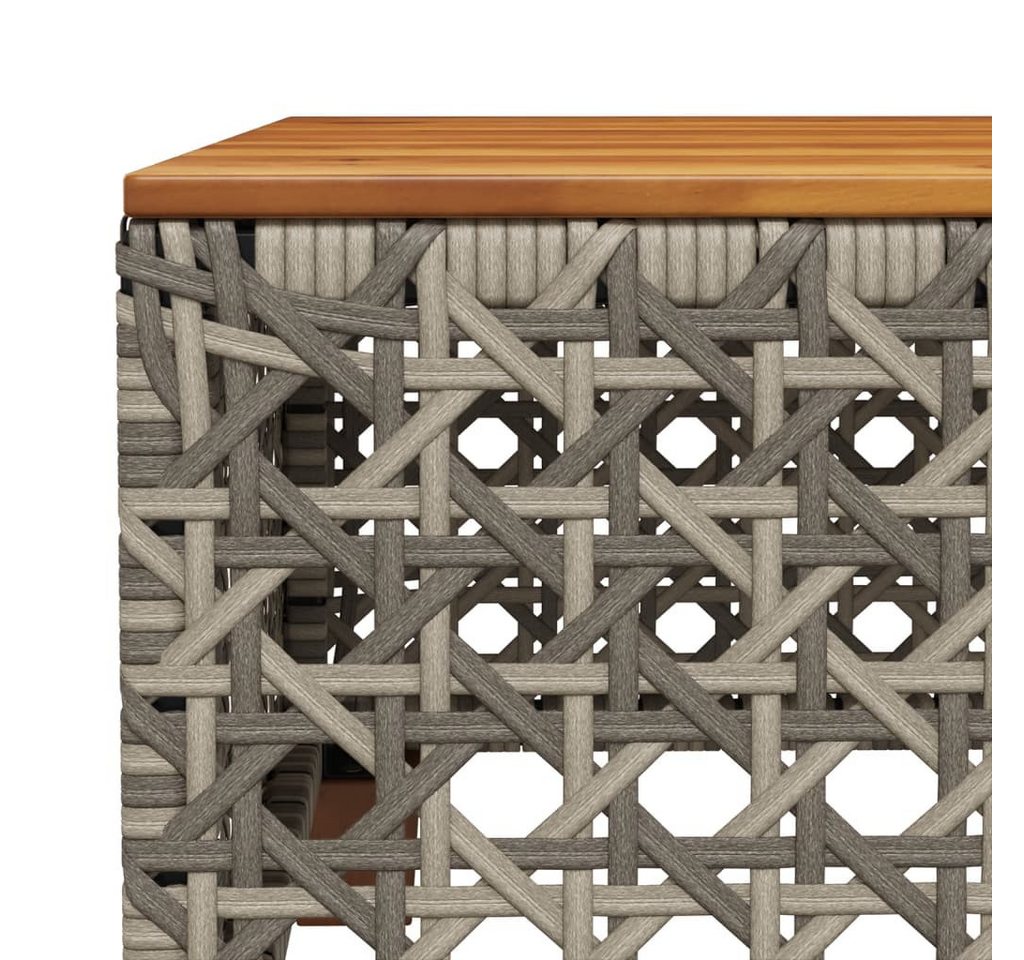 furnicato Gartentisch 55x55x36 cm Grau Braun mit PE-Rattan und Echtholz (1-St), UV-beständiger Outdoor-Tisch mit stabilem, pulverbeschichtetem Stahl Bild 4