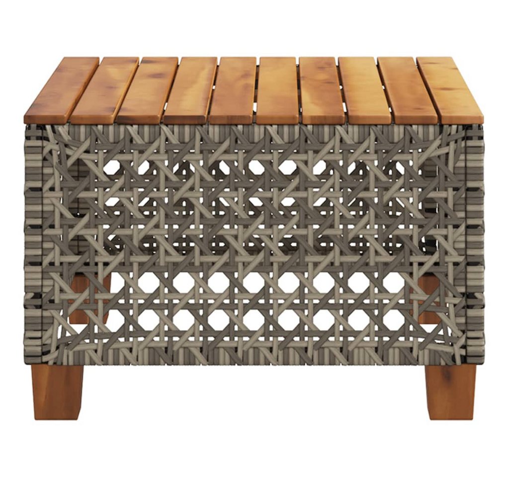 furnicato Gartentisch 55x55x36 cm Grau Braun mit PE-Rattan und Echtholz (1-St), UV-beständiger Outdoor-Tisch mit stabilem, pulverbeschichtetem Stahl Bild 5