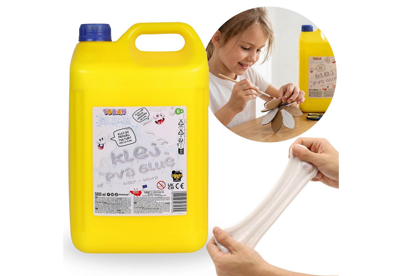 Sarcia.eu Bastelkleber Tuban Weißer Slime Kleber 5L – PVA Bastelkleber, hohe Deckkraft