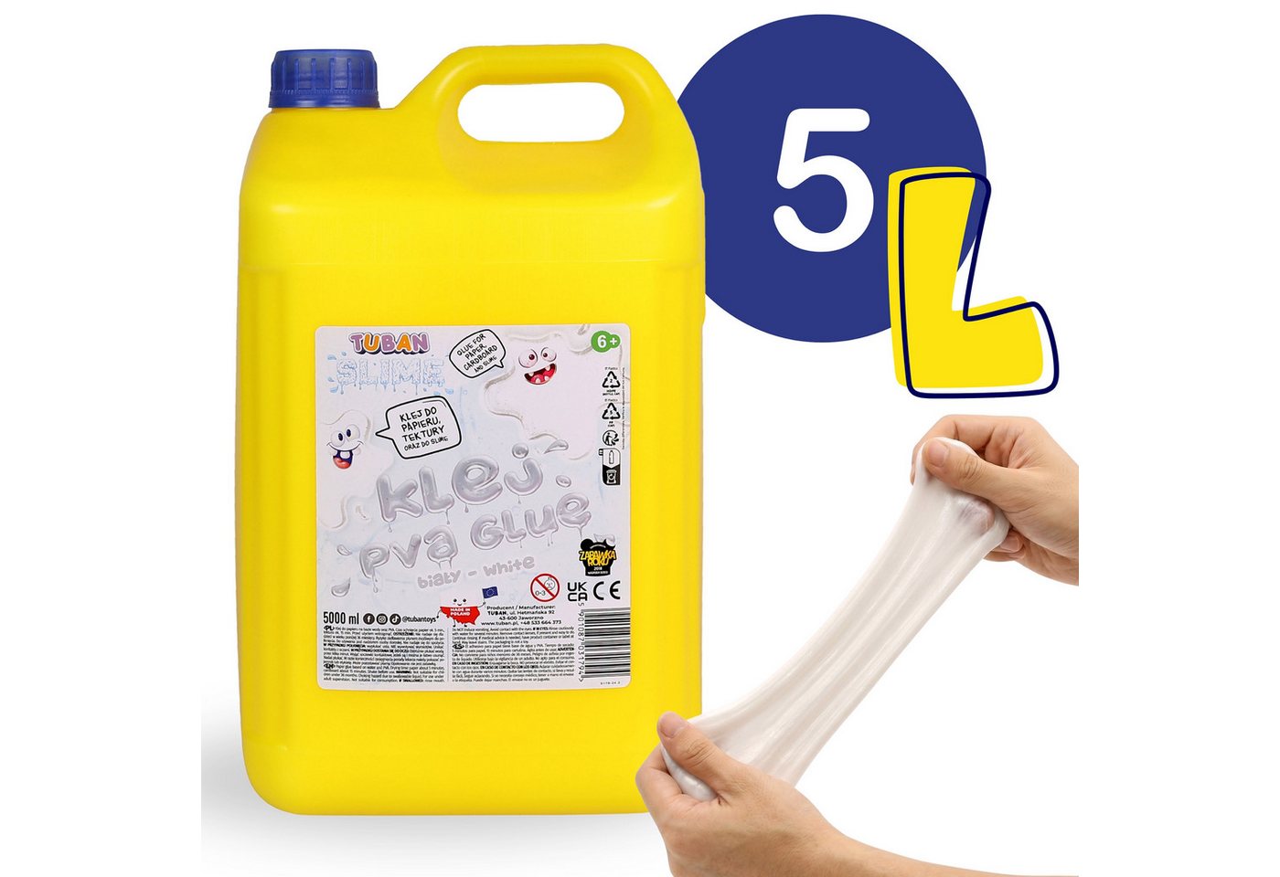 Sarcia.eu Bastelkleber Tuban Weißer Slime Kleber 5L – PVA Bastelkleber, hohe Deckkraft Bild 4